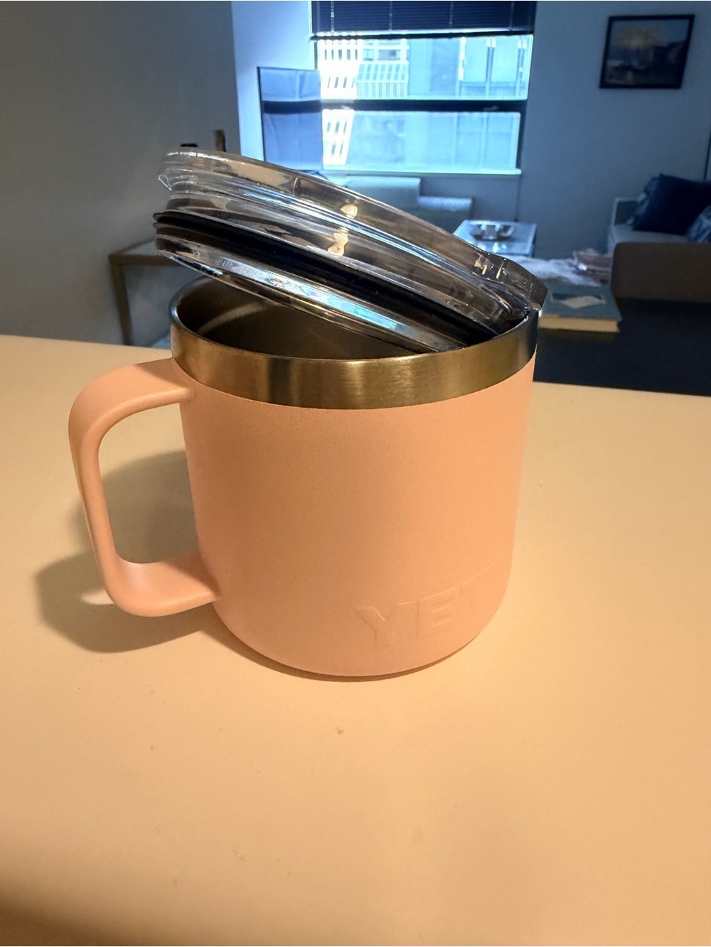 Yeti ice pink Insulated Rambler Mug with Clear Lid